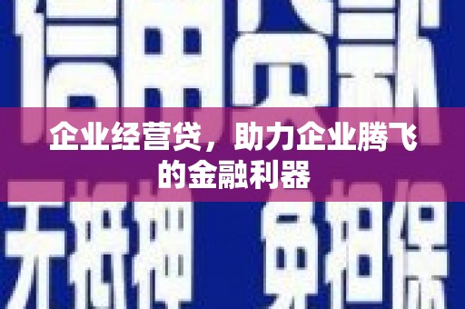茶山企业经营贷，助力企业腾飞的金融利器