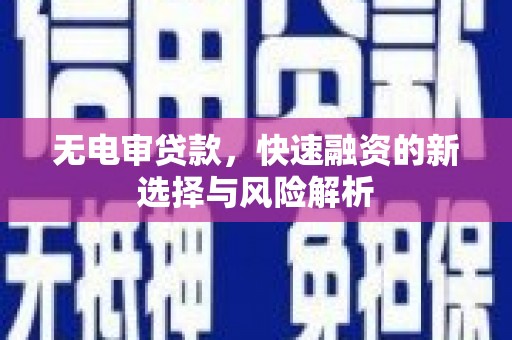茶山无电审贷款，快速融资的新选择与风险解析
