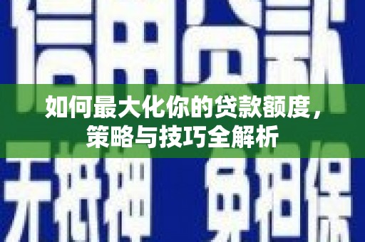茶山如何最大化你的贷款额度，策略与技巧全解析