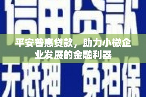 茶山平安普惠贷款，助力小微企业发展的金融利器